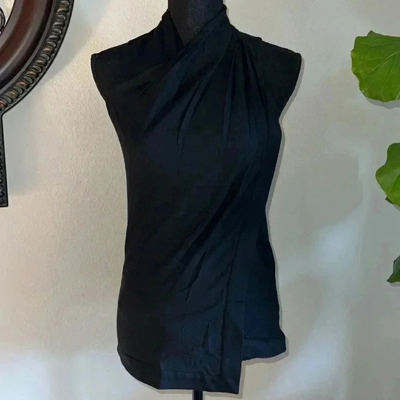 Helmut Lang Women’s Sleeveless Front Draped Lined Top Tunic with Zip Back Black - Picture 3 of 16